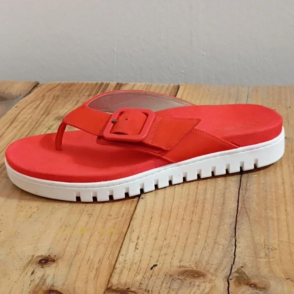 Vionic Uptown Marin Toe Post Sandal Cherry Tomato Nubuck Size 12W